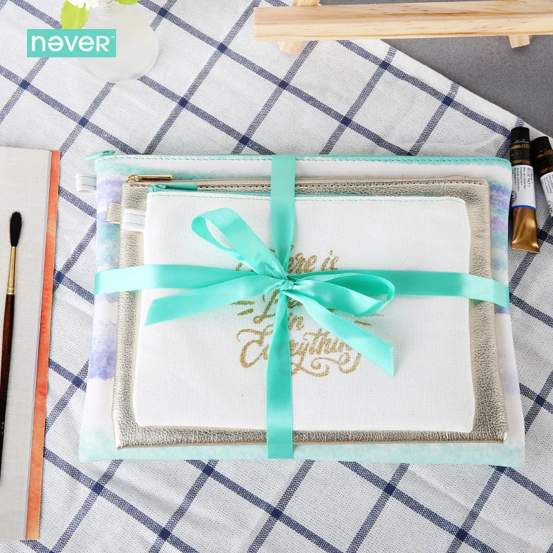 Never Watercolor Collection Stationery Sets For Girls Cosmetic Bag Kit Pu Leahter 3 Bags Gift Sets Business Office Accessories