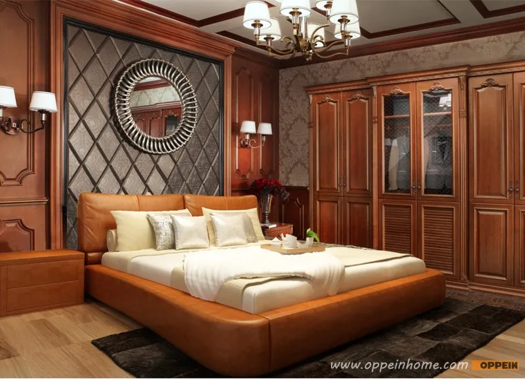 oppein حار بيع الكرز سرير خشبي لينة سرير سرير مزدوج الملك الملكة حجم غرفة نوم أثاث منزلي الساخن بيع نمط op sh667 cherry wood beds wooden bedsoft bed aliexpress