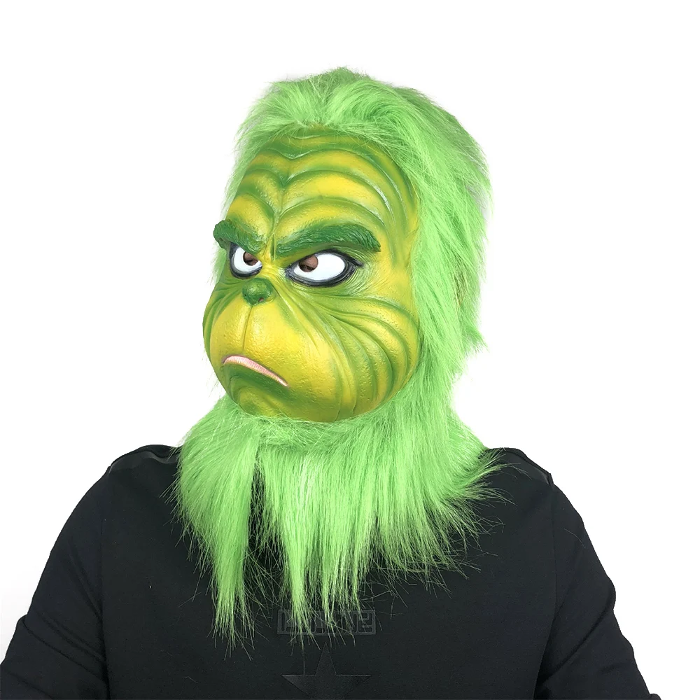 Гринч палантин латексная маска для вечеринки с зелеными волосами Хэллоуин для рождественской вечеринки бутафория для маскарада взрослых
