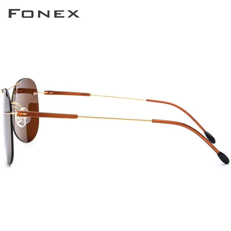 US $20.90 Fonex Titanium Alloy Tr90 Rimless Sunglasses Men Ultralight Screwless Women Pilot Aviation Polarized Sun Glasses For Men 851