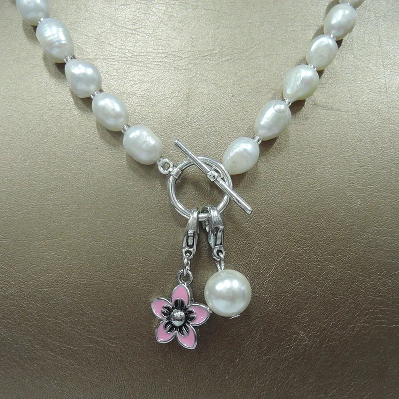 Натуральный пресноводный жемчуг ожерелье, длинный барочный жемчуг 7-9 мм, милый медведь. Дельфин, цветок, U, подвеска в виде морской звезды