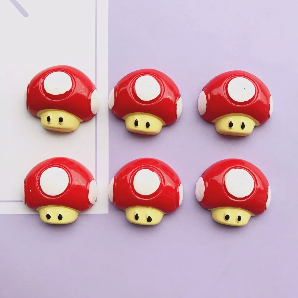 

ZALEBABA 23*20mm Flat Back resin mushroom Cute Resin Convex circular Kawaii DIY 20pcs