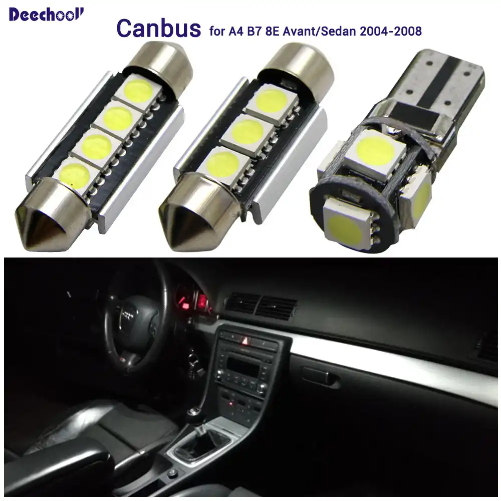Interior matrícula domo luz de placa Canbusluces Avant sedán Audi LED para 08 de A4 8E de de 04 de Lámpara lectura B7 cuña bombillas XiuPkZ