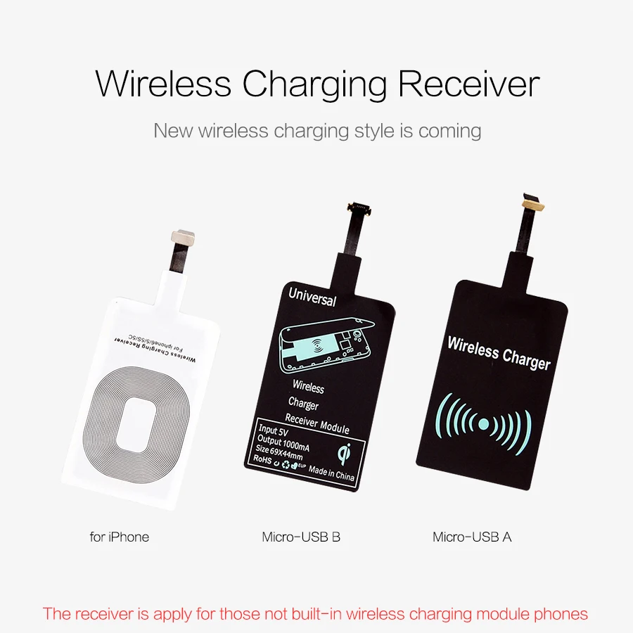

QI Wireless Charger Receiver for iPhone 5 5s 6 6s 7 Universal Micro USB Charging Receptor for Samsung Xiaomi Huawei HTC Android
