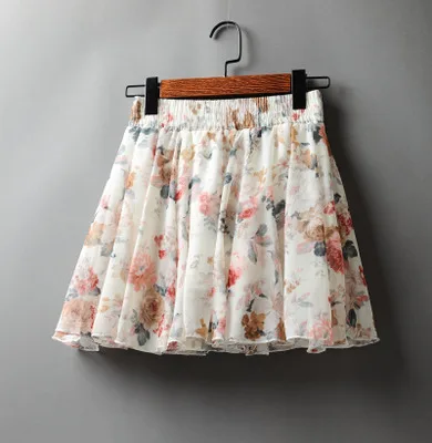 Новая женская летняя мини юбка Jupe Femme Цветочная плиссированная юбка Boho пляжная шифоновая юбка с высокой талией женские короткие сексуальные юбки C5346 - Цвет: 16