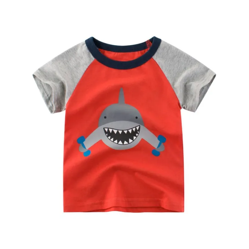 

27kids T shirts for Baby Boys Summer Tees Tops Cotton Fashion Animals Printed Children Clothing Shark Kids T shirts for boy Girl