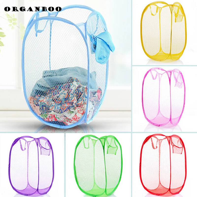 Folding storage basket net laundry basket random color panier de rangement picnic clothes fruit