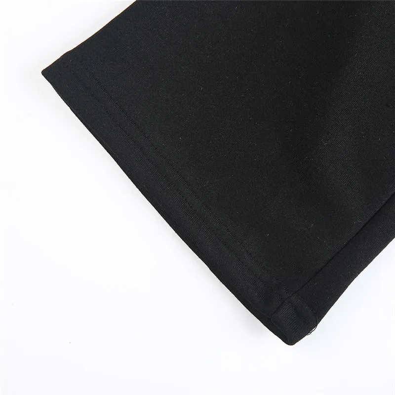 Черная футболка для подростков, толстовка с круглым кольцом, металлический трикотажный расклешенный пуловер с манжетами, худи, Весенняя толстовка с капюшоном, M17022705