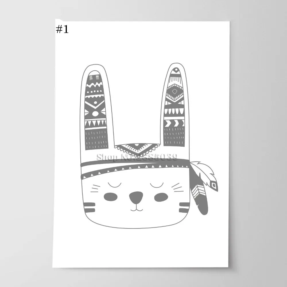 القادمون الجدد بنين القبلية جدار ملصقا الثعلب الدب أحادية اللون الحضانة غرفة نوم صائق الاطفال جدار ديكور فني مجموعة من 3 DIY LC494