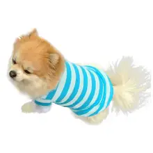 Милая футболка для собак и щенков, одежда с лацканами, полосатая хлопчатобумажная одежда для домашних питомцев, удобная, горячая новинка, 2 цвета, 2JY5