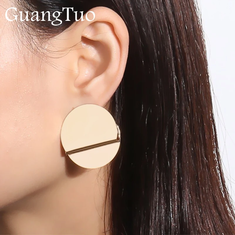 

EK2138 European & American Exaggerated Glossy Irregular Metal Round Folded Stud Earrings For Women Statement Punk Ear Jewelry