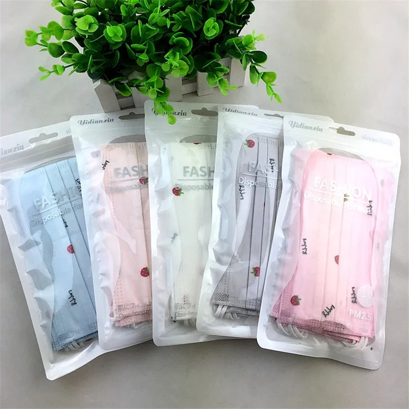 10PCS Anti-dust Windproof Disposable Mouth Mask Cute Cartoon Non-woven 3 Layers Anti Haze Adult Printed Masks