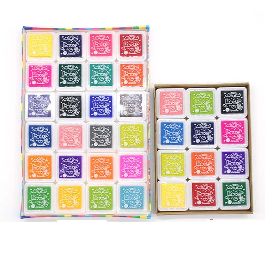 24 Color Multi Color Ink Pads Children Fingerprint Picture Finger