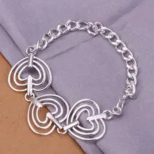 Fina del verano del estilo de plata chapada pulsera 925-sterling-silver joyería bijouterie heart chain pulseras para mujeres hombres SB323