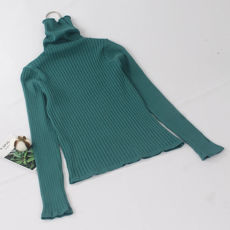 Базовая ребристая водолазка женский свитер с высоким воротом вязаный свитер Пуловеры с отверстием для большого пальца Осень Зима Джемпер Топ