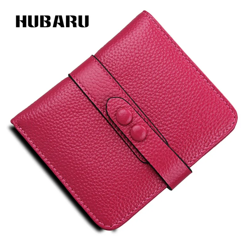 

HUBARU Women Wallet Genuine Leather Short Wallets Zipper Female Fashion Clutch Money Phone Card Holder Slim Design Purse