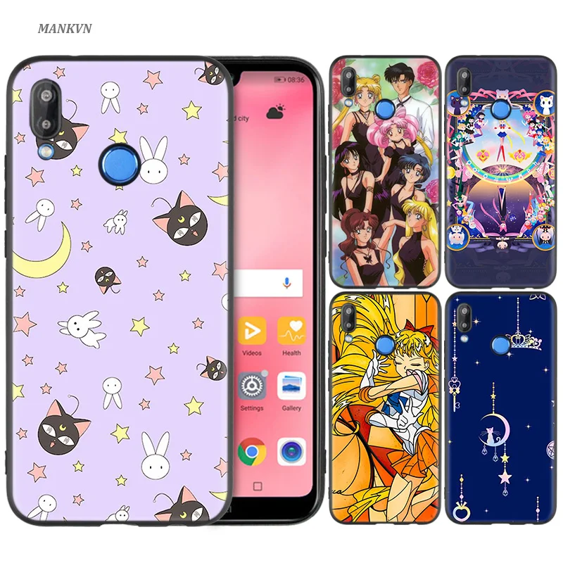 

Silicone Case Cover for Huawei P20 P10 P9 P8 Lite Pro 2017 P Smart+ 2019 Nova 3i 3E Phone Cases Sailor Moon