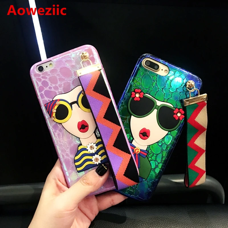 

Aoweziic South Korea brand For iphone 7 mobile phone shell 8 X XS MAX hand rope net red diamond goddess 6S personality 7Plus