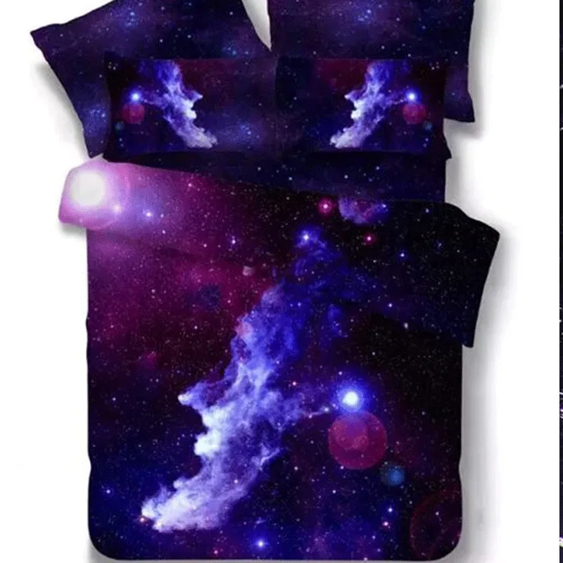 3D Bettwäsche sets Universum Weltraum Blau Galaxy New 4 3 2 stücke Quilt Bettbezug Bettlaken verkauf Kissenbezug Twin Voll Königin Preise
