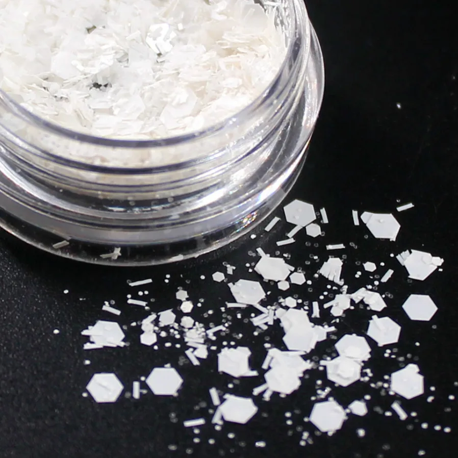 

New 1pc Snowflake Glitter Nail Art Glitter Gel Polish Mirror Manicure Nail Tools 3D Nail Art Decorations Nail Glitter Powder N62