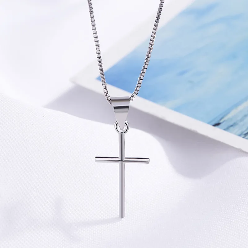 

925 Sterling Silver Necklaces For Women Link Chain Cross Charm Necklaces & Pendants Jewelry Choker dz785