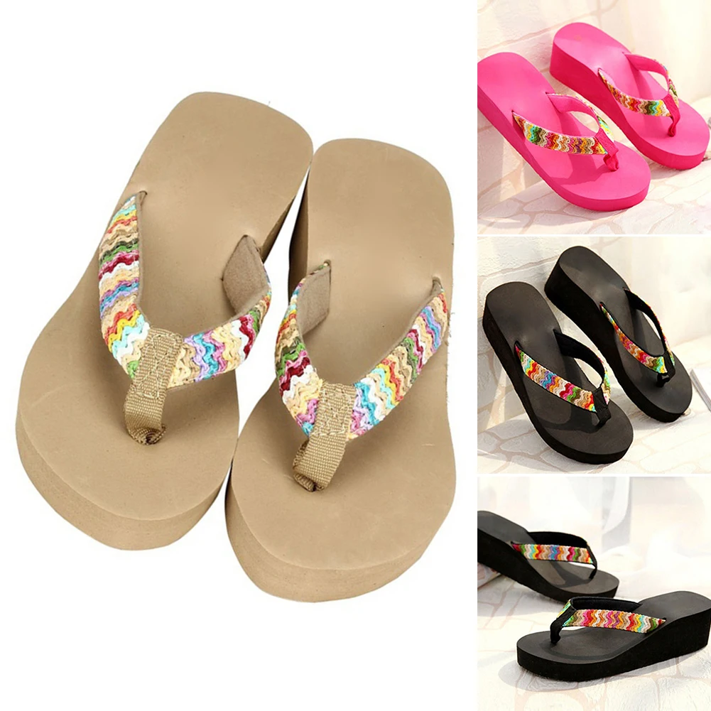 

Summer EVA Platform Women Beach Slippers Flat Wedge Patch Flip Flops Lady Slippers Bohemia Women Slippers