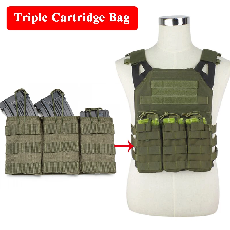 

1000D Nylon Tactical Triple Cartridge Bag JPC Vest Accessories Bag Airsoft Sport War Game Paintball M4 AK Magazine Pouch