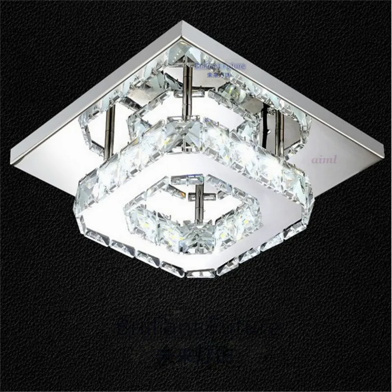 Modern Luxury LED Ceiling light Square Transparent/Amber Crystal Lustre