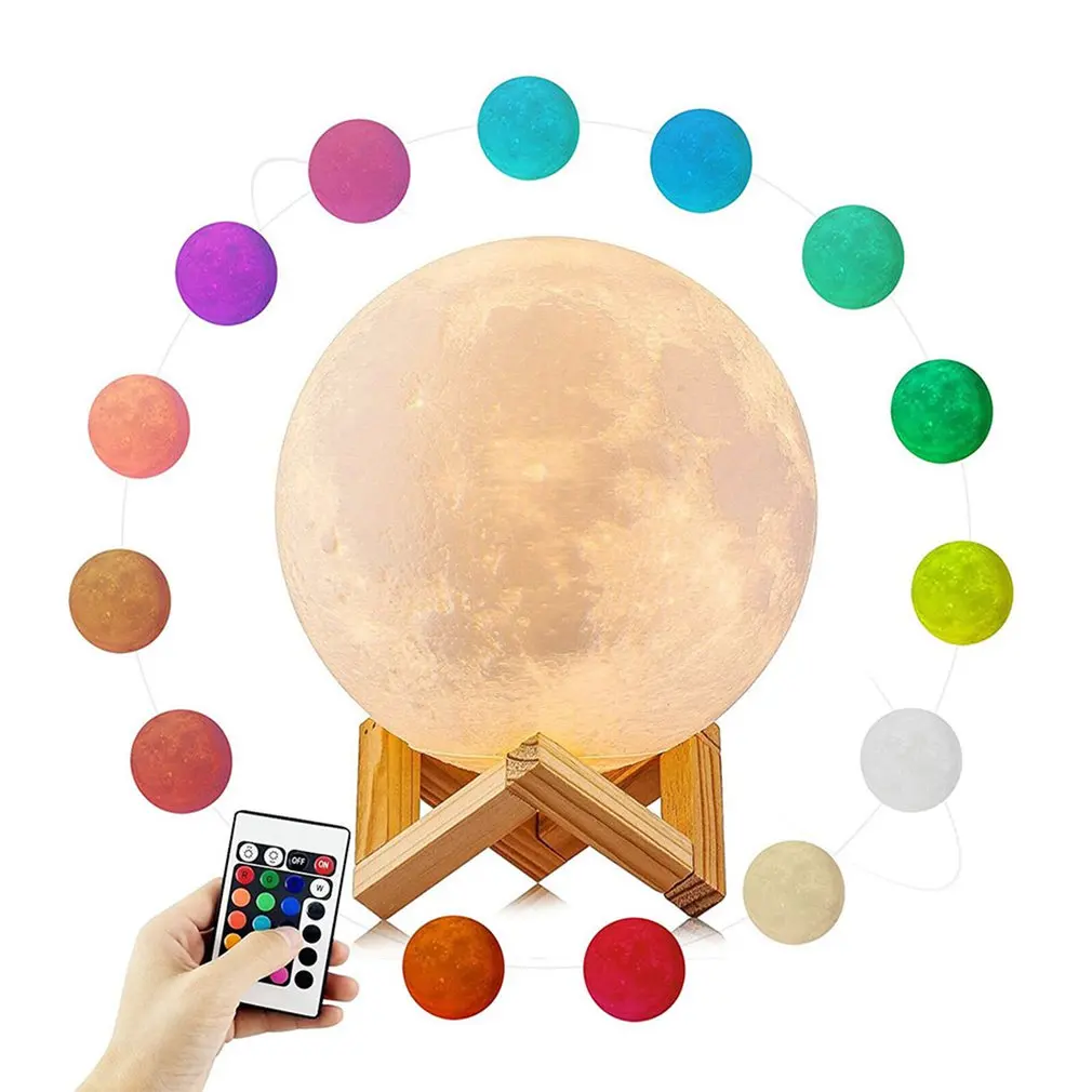 16 цветов 3D луна лампа ночные настольные лампы печать деревянный ABS ультра большое лунное украшение стола для дома Прямая поставка