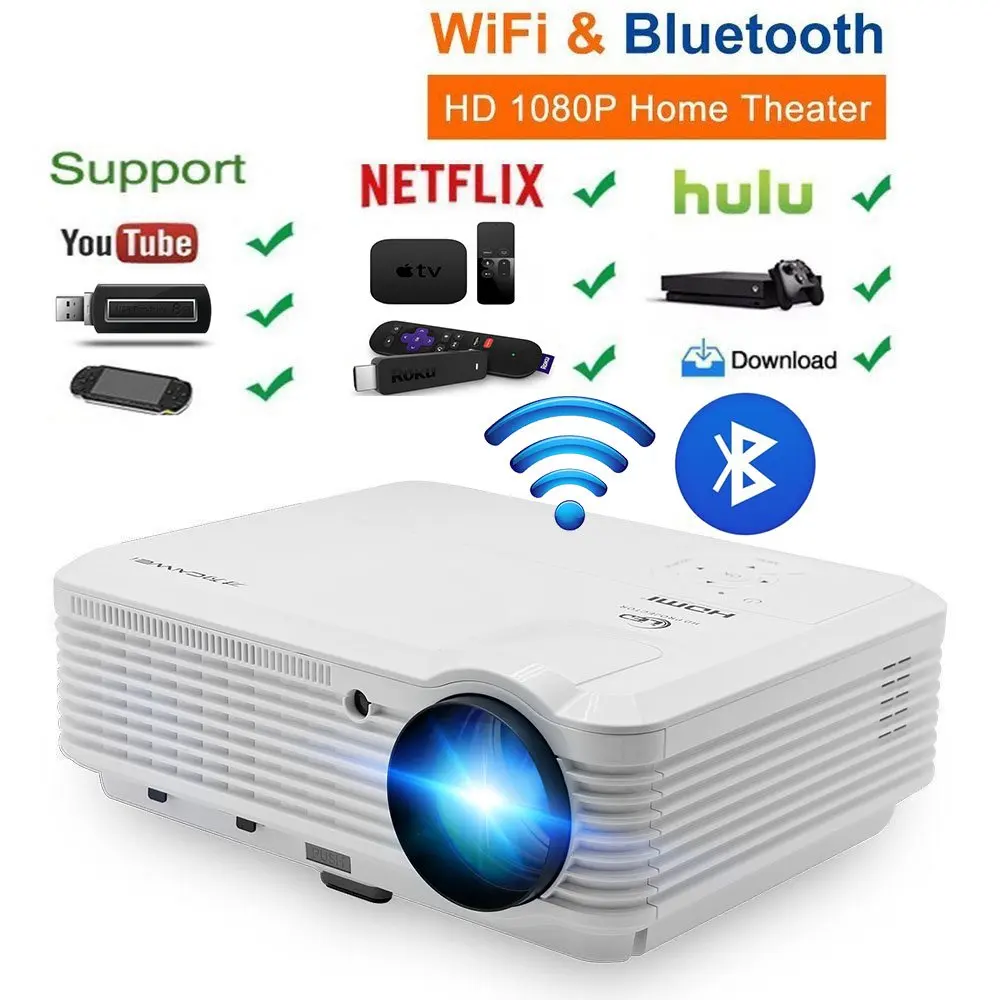 

Mobile LCD LED Android Projector Wifi Bluetooth Home Cinema Beamer Full HD Video Proyector For Smartphone Laptop PC Xbox