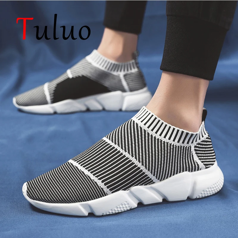 

TULUO Men Running Shoes Sneakers For Male Trainers Breathable Mesh Masculino Jogging Walking Black Shoes zapatillas hombre 2019