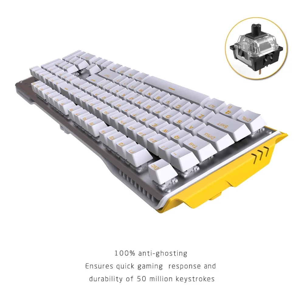  James Donkey 619 Gaming Keyboard 104keys Gateron Switches USB Wired Yellow Backlight Mechanical Key