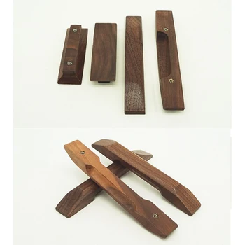 

4Pcs/Lot Solid Wood Black Walnut Kitchen Cupboard Furniture Cabinet Drawer Handle Pull Knob Unpainted