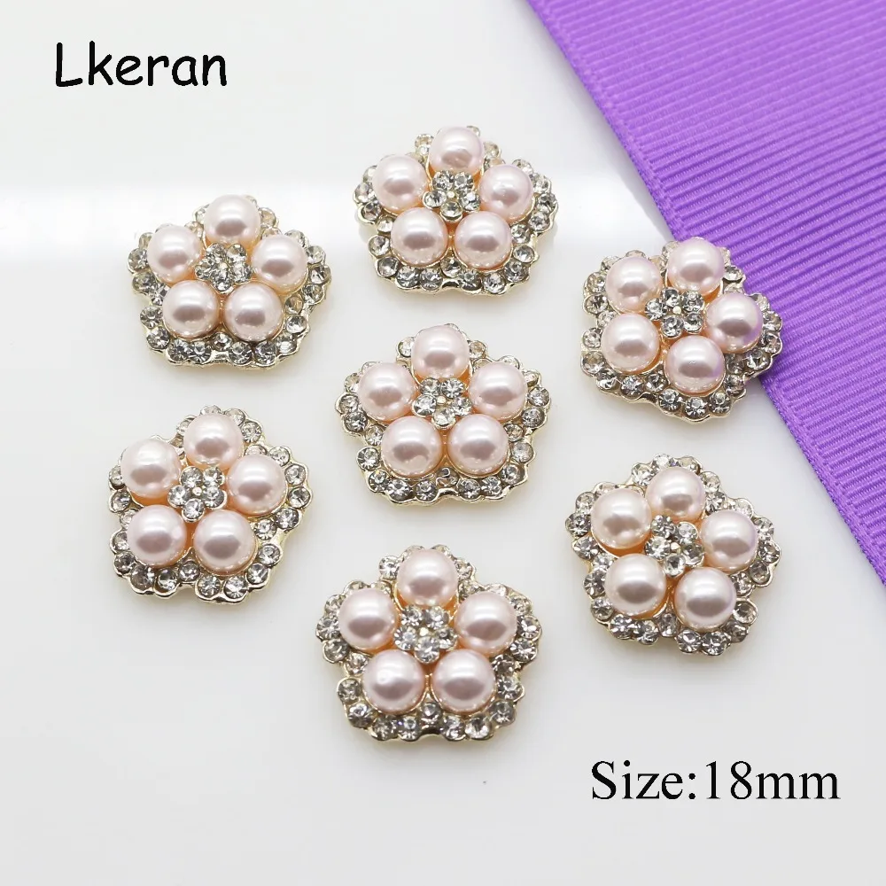 Colored Crystal Rhinestone Pearl Flower Button Flatback Embellishment DIY