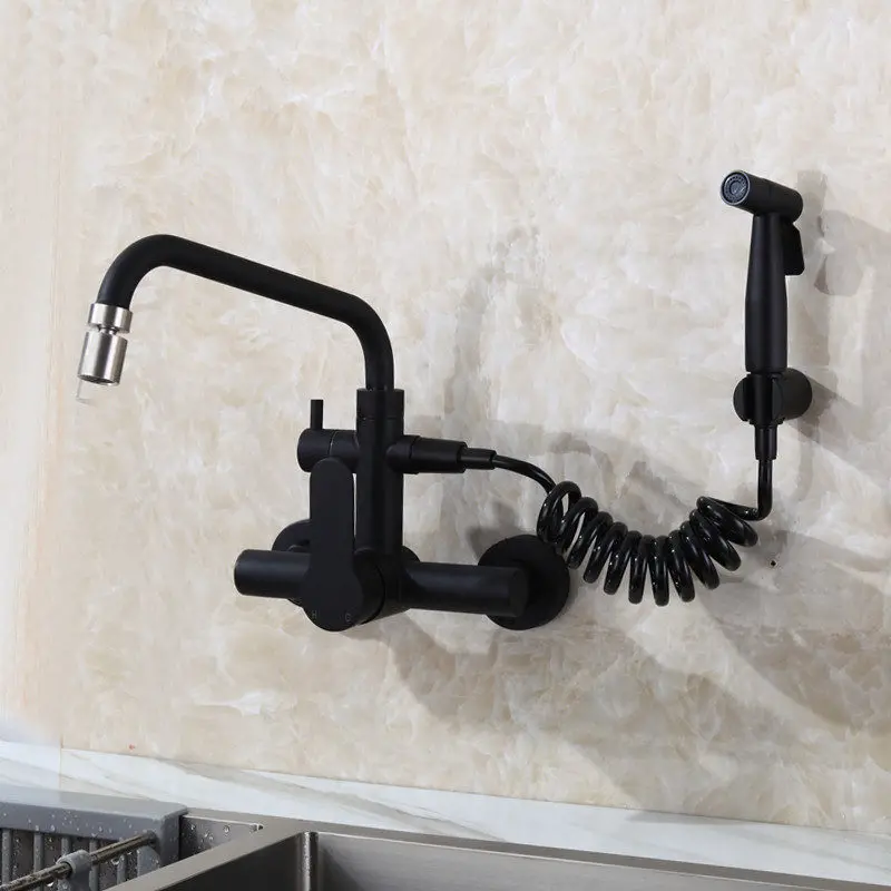 Kitchen Faucet Hot Cold Sink Mixer Tap Washing Basin Wall