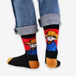 Чаочжу Новое поступление Мужская Мода Книги по искусству носки осень-зима длинные носки экипажа жаккардовая Ван Гог серии живописи
