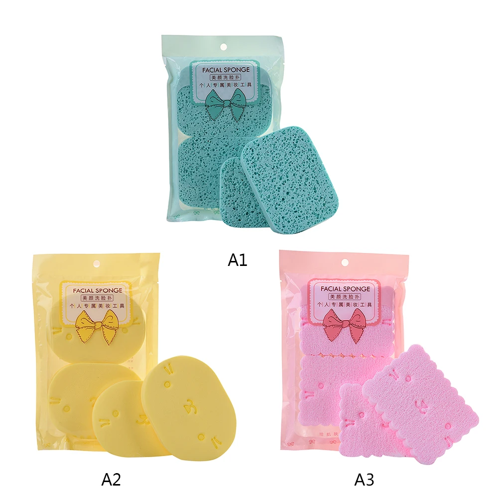 Natural Face Wash Cleansing Sponge Beauty Sponge Makeup Face Powder Puff Round Square Cosmetic Puff 2pcs Make Up Tools with Box
