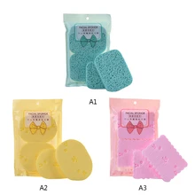 Natural Face Wash Cleansing Sponge Beauty Sponge Makeup Face Powder Puff Round Square Cosmetic Puff 2pcs Make Up Tools with Box