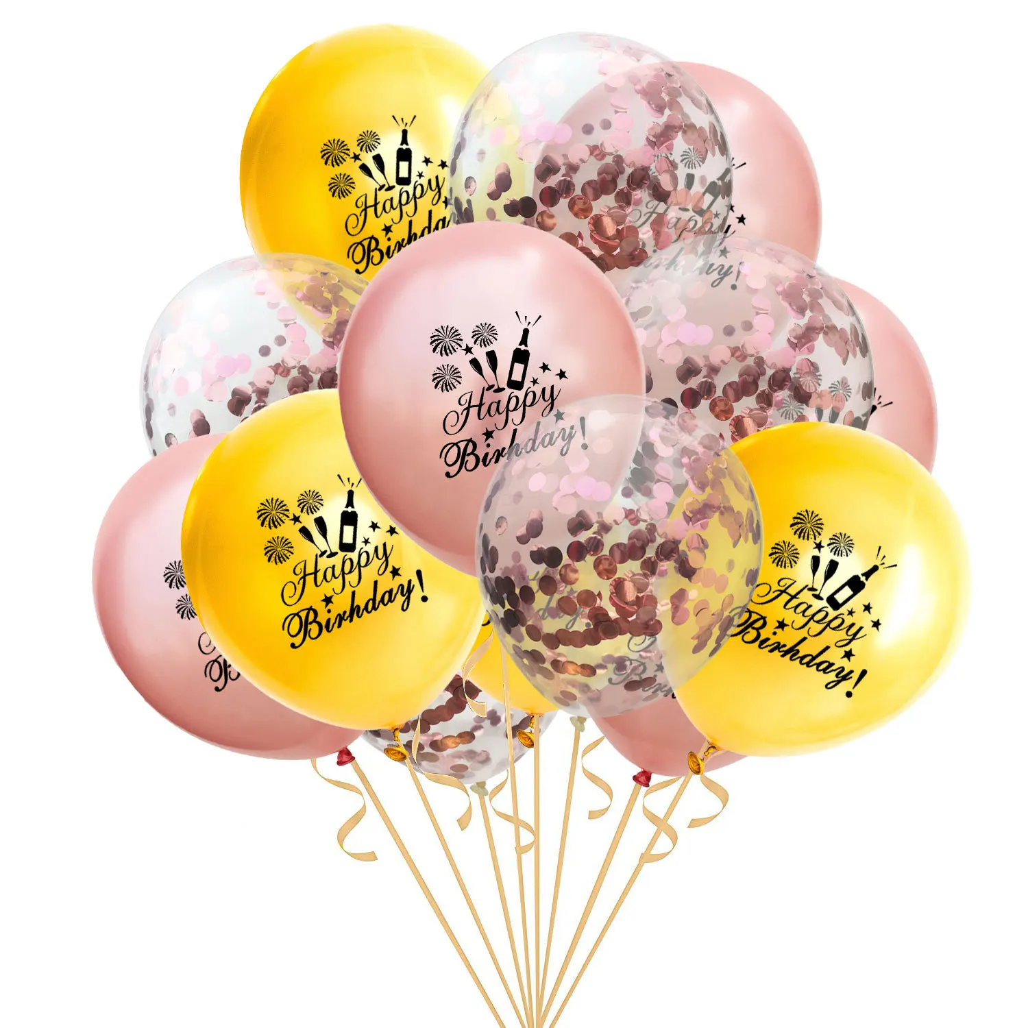 С днем рождения набор воздушных шаров микс Звезда фольга балон розовое золото конфетти шары из латекса бутылка шампанского с днем рождения украшения