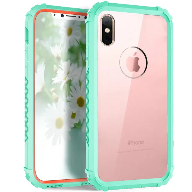 Ударопрочный чехол для Apple iPhone X из гибридного материала на основе ТПУ и ПК Легкая накладка задняя крышка для Coque iPhone X чехол для смартфонов - Цвет: Green and Orange