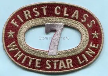 

3.8" TITANIC CLOTH PATCH WHITE STAR LINE FIRST CLASS Logo TV Movie Film game series Embroidered Iron On punk rockabilly applique