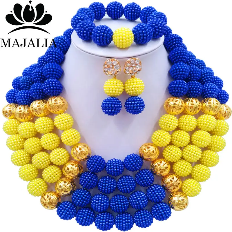 Nigerian Wedding African Beads Jewelry Set Simulated Pear Necklace G (1)