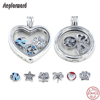 

STEPFORWARD New Collection High Quality 925 Sterling Silver Round Locket Storage Charm Fit European Famous Brand Silver Necklace