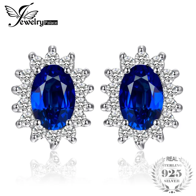 Jewelrypalace 1 5ct Oval Blue Shire Earrings Stud 925 Sterling Jewelrypalace 1 5ct Oval Blue Shire Earrings Stud 925 Sterling Silver Fashion Princess Diana Engagement Wedding