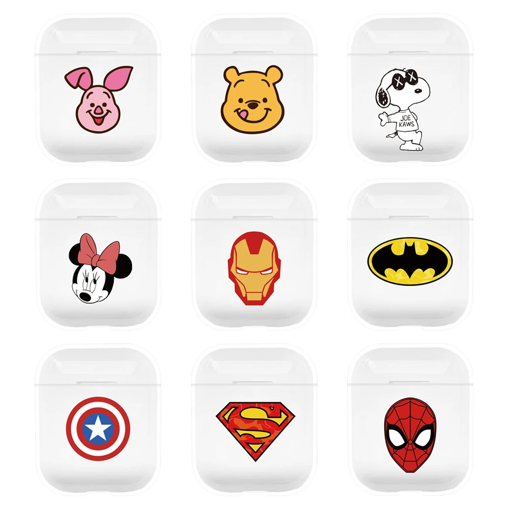 Cartoon Mickey Minnie Transparent Hard Case for AirPods 2 case Earphone Charging Box Cover Bag Apple AirPods Protective Cover
