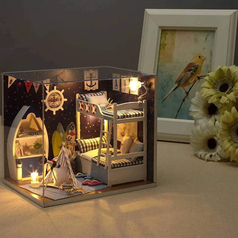 

DIY Wooden Miniatura Dollhouse Face to Sky Handmade Home Decorations Model Kits with Doll Gift For Children Kids Adult