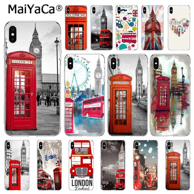 

MaiYaCa london bus england telephone Big Ben Shell Phone Cover for iPhone 8 7 6 6S Plus X XS MAX 5 5S SE XR 10 Cover Capa
