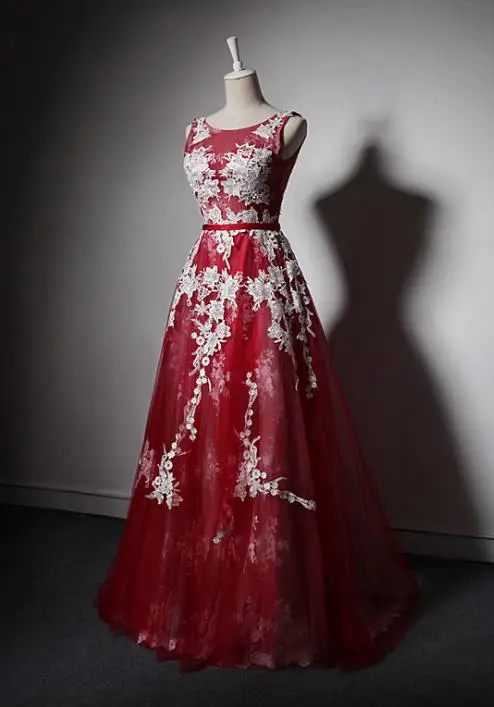 VENSANAC 2018 A Line Lace Flowers Appliques Long Evening Dresses Elegant O Neck Party Sash Backless Prom Gowns VENSANAC 2018 A Line Lace Flowers Appliques Long Evening Dresses Elegant O Neck Party Sash Backless Prom Gowns