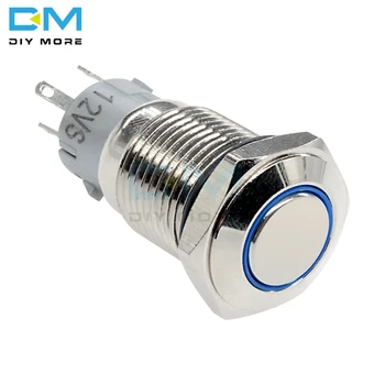 

12V 16mm DIY Auto Push Power Button Screw Clamp Type Terminals Control Button LED Angel Eye Metal Push-Buttons