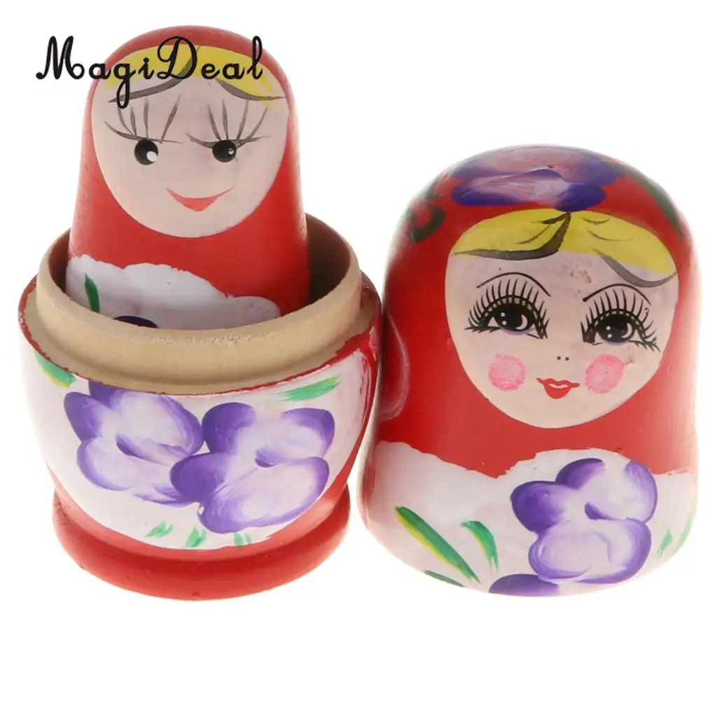 5PCS Wooden Russian Nesting Dolls Matryoshka Stacking Nested Dolls Toys Christmas Gifts Home Decoration for DIY Hand Painted